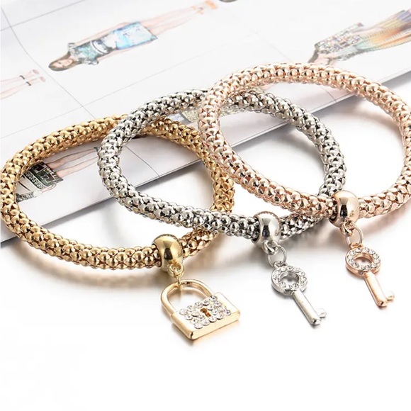 NWT 3 piece bracelet set with lock and key! - Picture 6 of 6